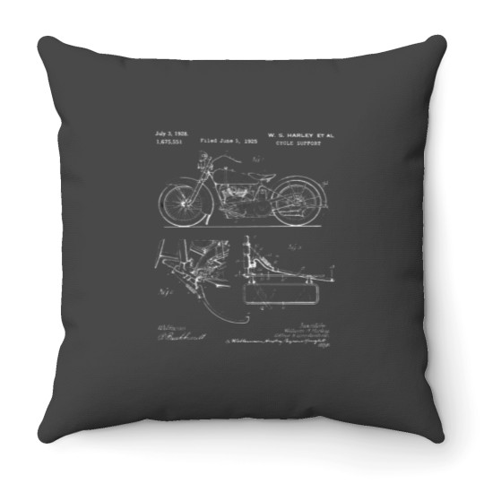 Discover Vintage Motorcycle Patent Prints Throw Pillows