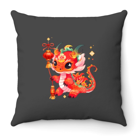 Discover chinese new year 2024 year of the dragon lunar celebrations t Throw Pillows