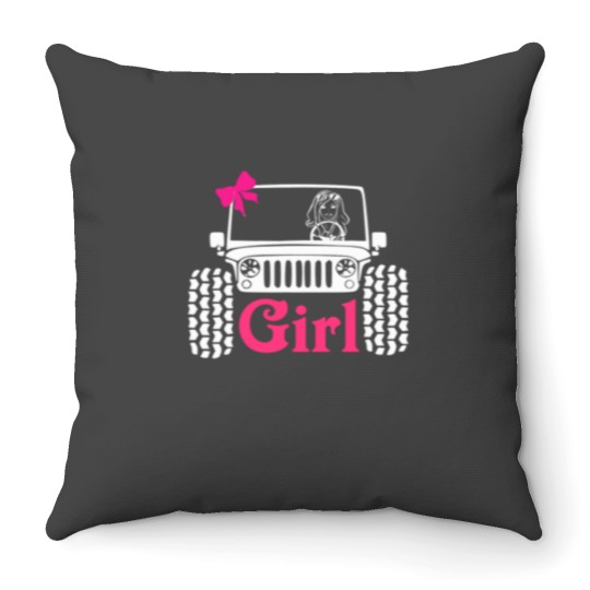 Discover -Jeep-Girl Cute-Jeep-Ribbon-Jeep-Lover J T-Shirt-Jeep-Girl Cute-Jeep-Ribbon-Jeep-Lover-Jeep-Women-Jeep-Lady-Jeep-Kid-Jeep-Offroad-Jeep-s T-Shirt_by NgocSanhHuynh_ Throw Pillows