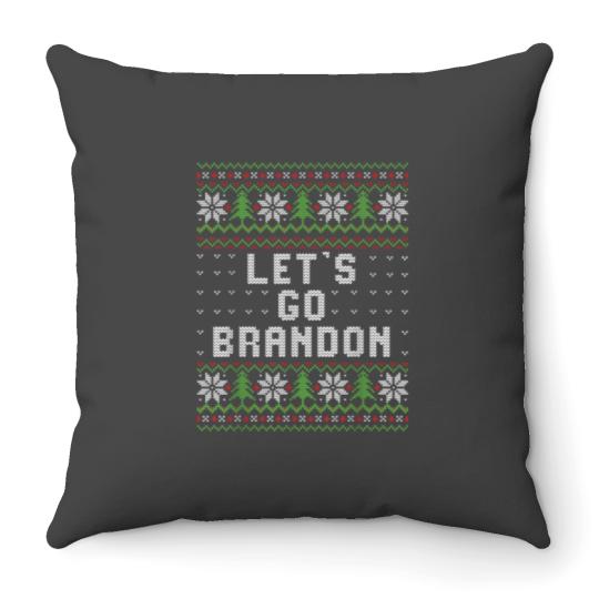 Discover Let 39 S Go Brandon Ugly Christmas Sweater Throw Pillows