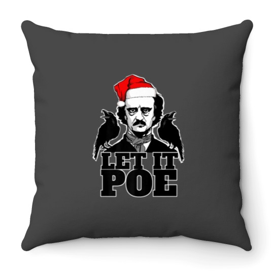 Discover Let It Poe Funny Edgar Allan Poe Christmas Throw Pillows