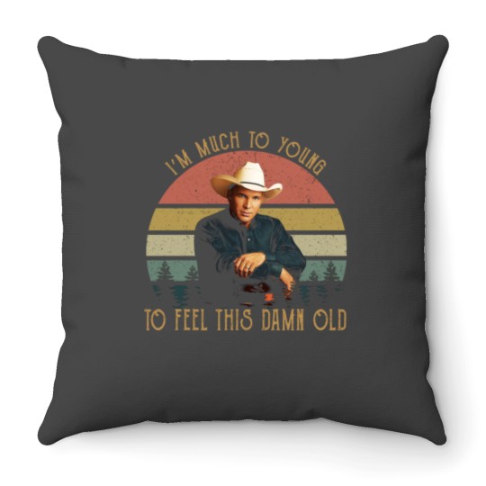 Discover Vintage Garth Tees Brooks-I'm Much To Young To Feel This-Damn-Old Throw Pillows