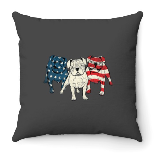 Discover USA American English Bulldog 2Animal Dog Lover Puppy Owner Throw Pillows
