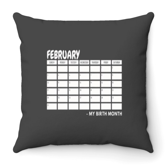 Discover Birth Month - February Black Throw Pillows