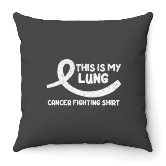 Discover Cancer Fighter White Ribbon Warrior Lung Cancer Awareness Throw Pillows
