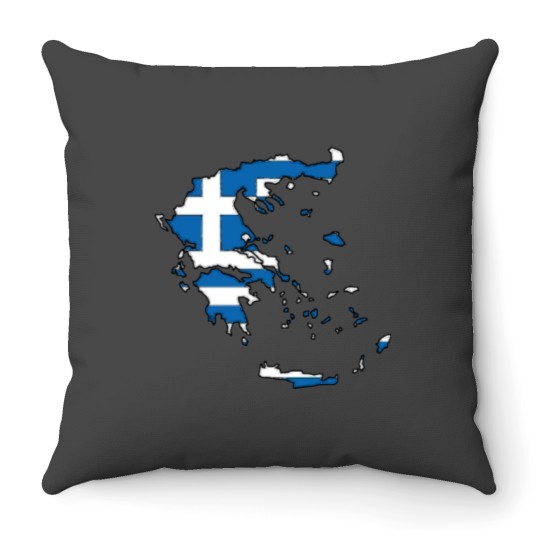 Discover Greece Map With Greek Flag Sticker Throw Pillows