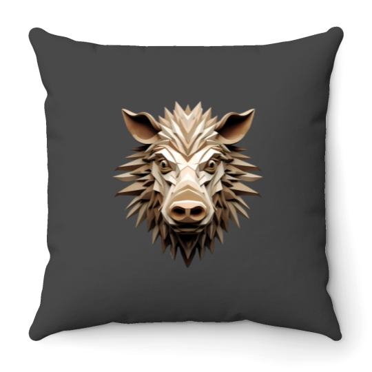 Discover 3D Cartoon Hog, wild boar, Logo, , Wall arts, Art Prints and More Throw Pillows