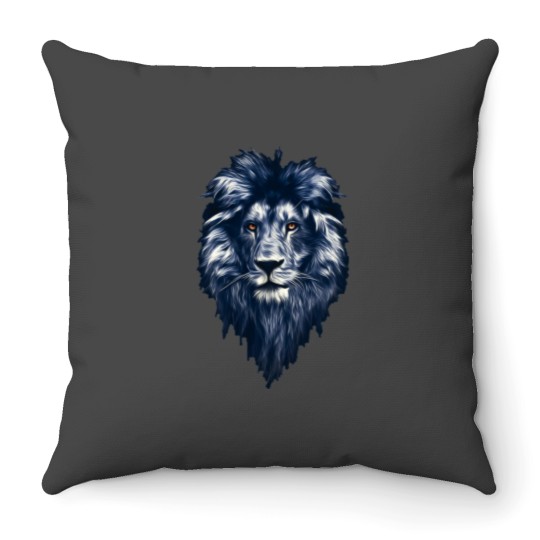 Discover the blue lion Sticker Throw Pillows
