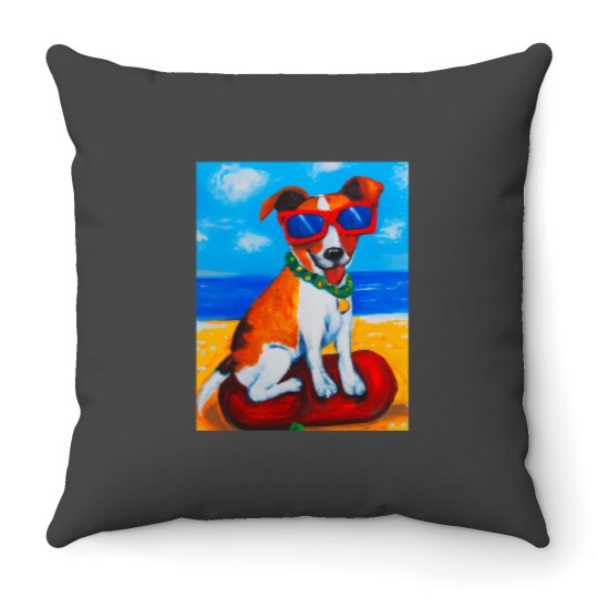 Discover Artful Dogs - Dog On The Rocks Throw Pillows