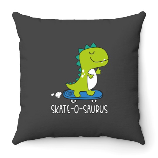 Discover Skating Dino Skating Dino Skate-O-Saurus Dinosaur Throw Pillows