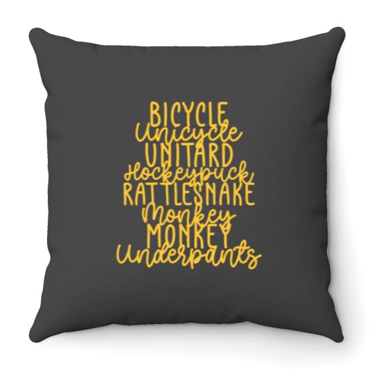 Discover Monkey Monkey Underpants Fan Quote Yellow Premium Throw Pillows