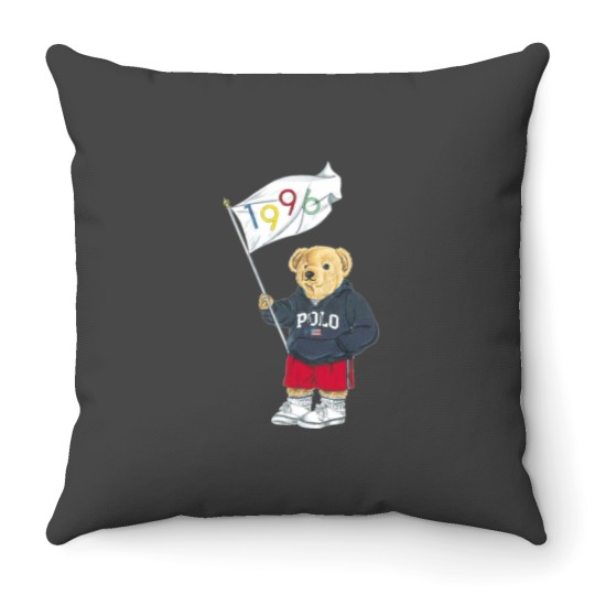 Discover Polo Flag Bear Throw Pillows