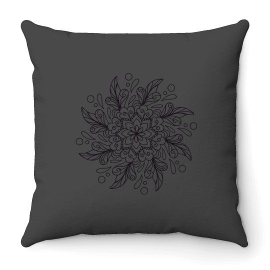 Discover Black Intricate Mandala Design 038 Throw Pillows