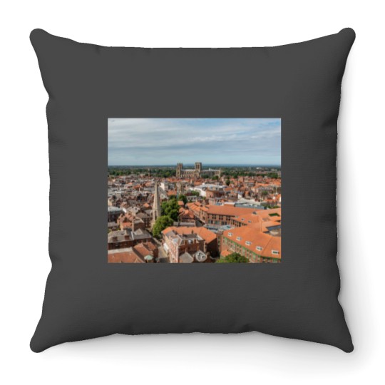 Discover York UK Roofs and York Minster Cathedral Aerial Photo North Yorkshire in SummerT Throw Pillows