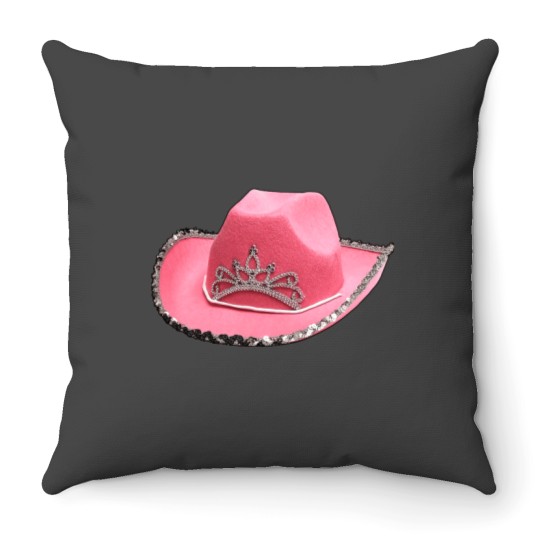 Discover Pink Rhinestone Cowboy Hat Sticker Throw Pillows