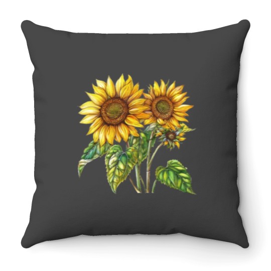Discover sunflowers Throw Pillows