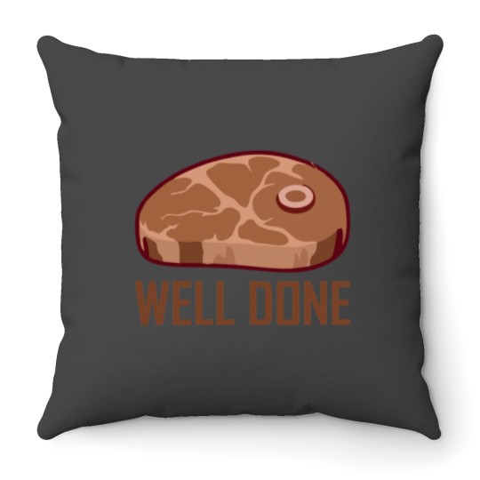 Discover Well done steak bbq matching food gift for men women kids Sticker Throw Pillows