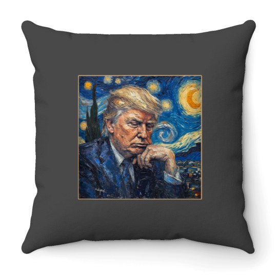 Discover Donald Trump Painting Van Gogh Style Best Trump 2024 Throw Pillows