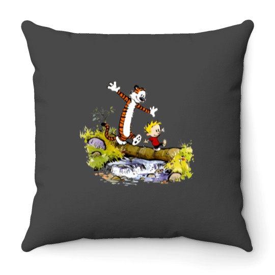 Discover calvin and hobbes bill watterson Throw Pillows