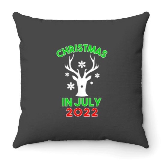 Discover Christmas In July 2022 Reindeer Snow Merry Santa Summer Throw Pillows