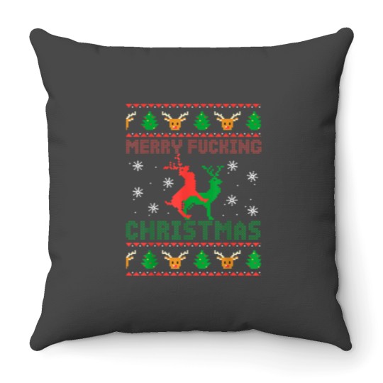 Discover Funny Ugly Christmas Sweater Men Women Adult Fun Xmas Throw Pillows
