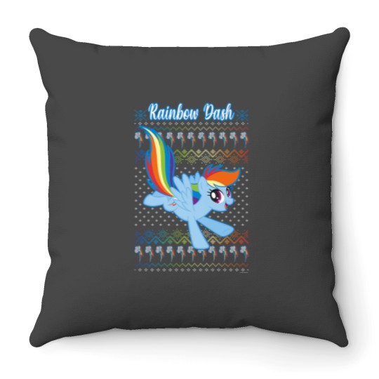 Discover My Little Pony Christmas Rainbow Dash Ugly Sweater Throw Pillows
