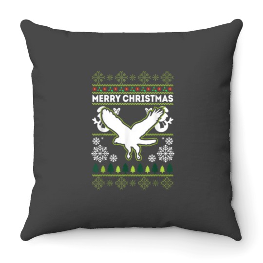 Discover Merry Christmas Red Tailed Hawk Ugly Xmas Throw Pillows