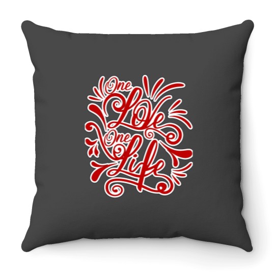 Discover u2 one love one life red Throw Pillows