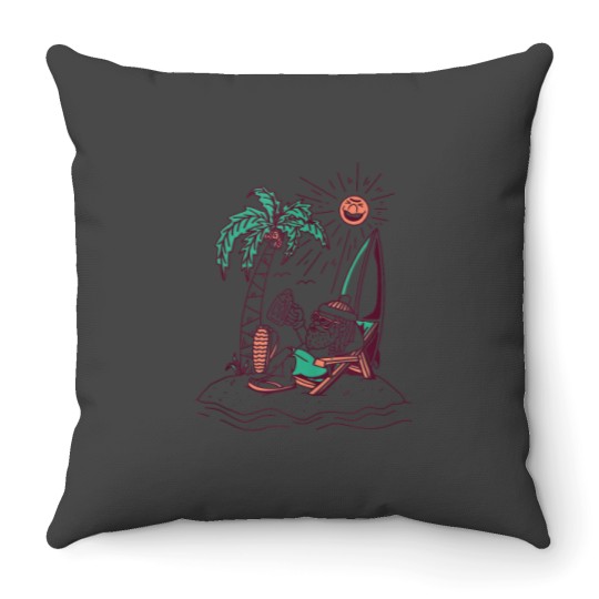 Discover Funny Summer Santa Christmas In July Throw Pillows