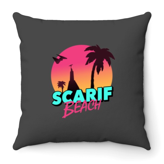 Discover Scarif Beach Sticker Throw Pillows
