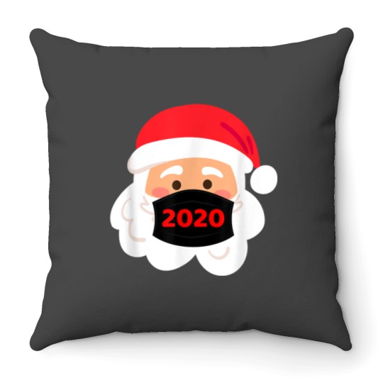 Discover Santa Wearing Mask Quarantine Christmas 2020 Throw Pillows