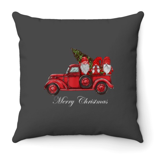 Discover Merry Christmas Vintage Red Truck Gnomes With Christmas Tree Throw Pillows