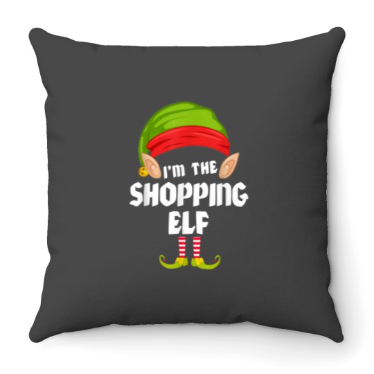 Discover Funny Shopping Elf Matching Family Group Pj Christmas Throw Pillows