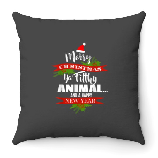 Discover Merry Animals Christmas Ya Filthy Animal Funny Christmas Throw Pillows