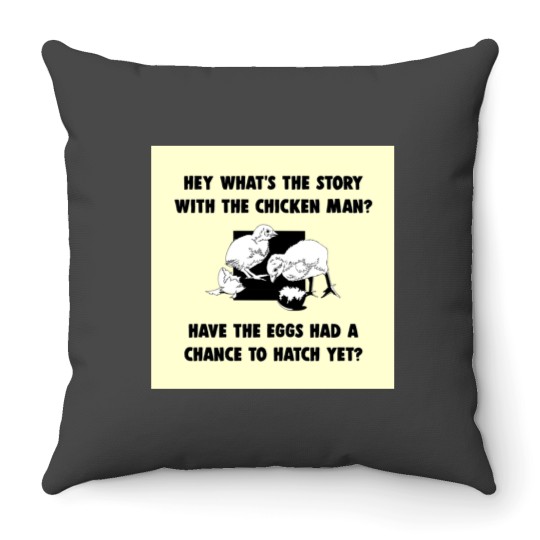 Discover Chicken Man Throw Pillows