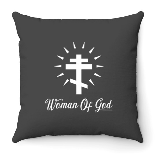 Discover Woman Of God - Orthodox Cross - White - Christian Series 12W Throw Pillows