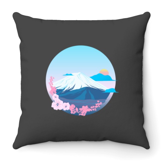 Discover Cherry Blossom and Mountain Fuji Active Throw Pillows