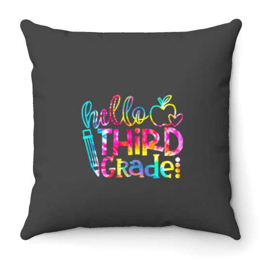 Discover Teacher Job Tie Dye Hello 3rd Grade Teacher Student Back To School Throw Pillows