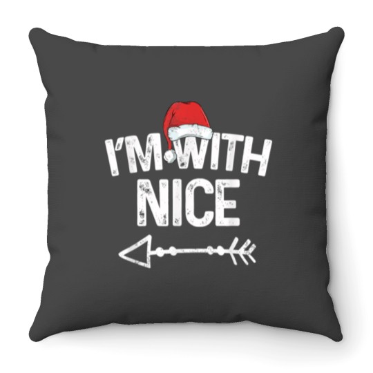 Discover I'm With Nice Matching Christmas Couples Costume Throw Pillows
