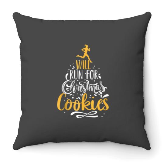 Discover Will Run For Christmas Cookies Lady Runners Workout Gift Throw Pillows