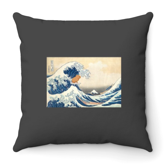 Discover Wave Capy bara Surfing Rodent Throw Pillows