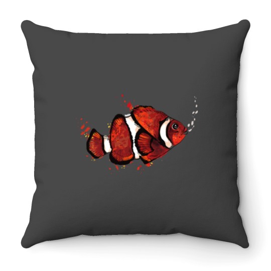 Discover Ocellaris Clown Fish Clown Fish Painting Throw Pillows