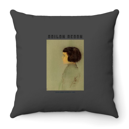 Discover Young Woman in Profile (1910) by Odilon Redon Throw Pillows