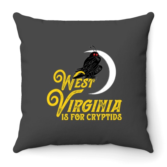 Discover West Virginia Is For Cryptids Mothman Gift Throw Pillows