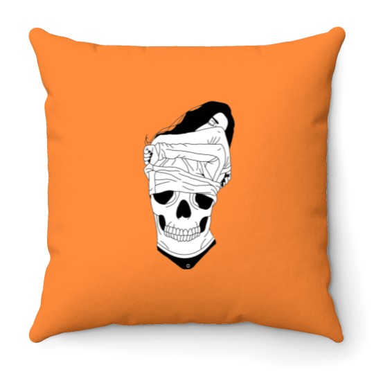 Discover LARGE TRIPLE SKULL GIRL Throw Pillows