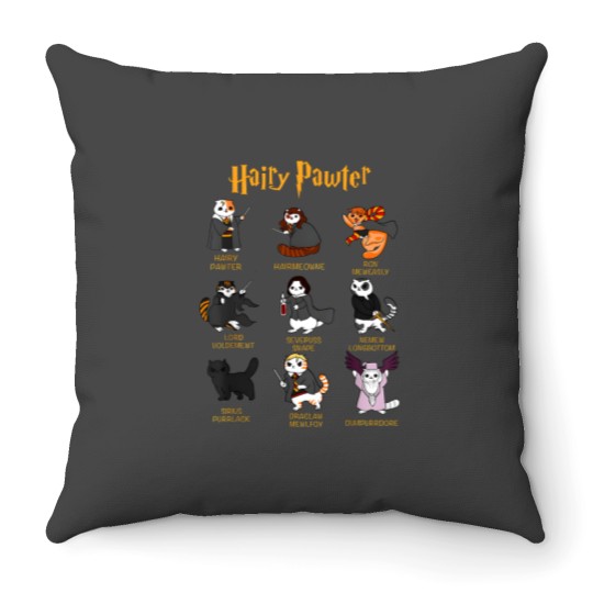 Discover Vintage Funny Hairy Pawter Throw Pillows - Throw Pillows For Cat Lovers