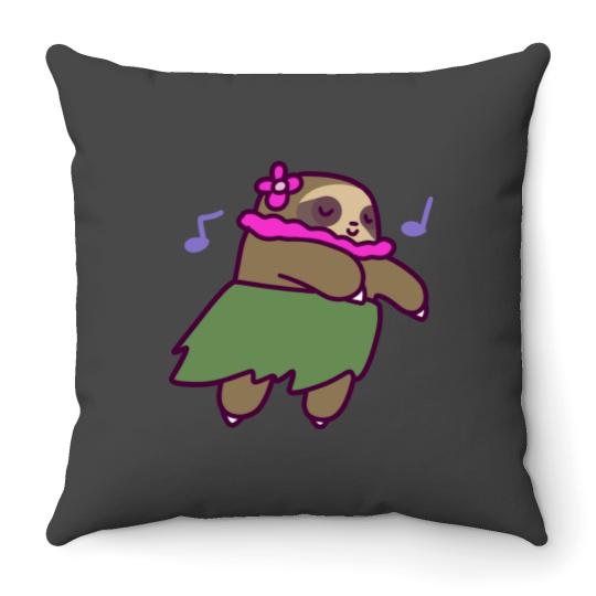 Discover Cute Hula Sloth Throw Pillows