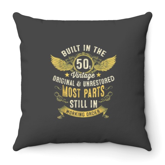 Discover Vintage 1950s Built In The 50s Fifties Funny 70th Birthday Throw Pillows