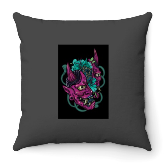 Discover Japanese Hannya Mask Throw Pillows