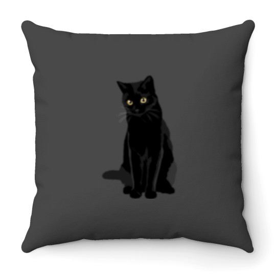 Discover Black Cat Throw Pillow Throw Pillows